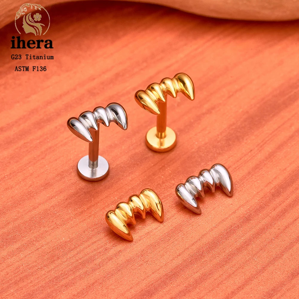 Piercing de Titanio ASTM F136 Caballito de Mar y Corazón - 16G Labret para Cartílago