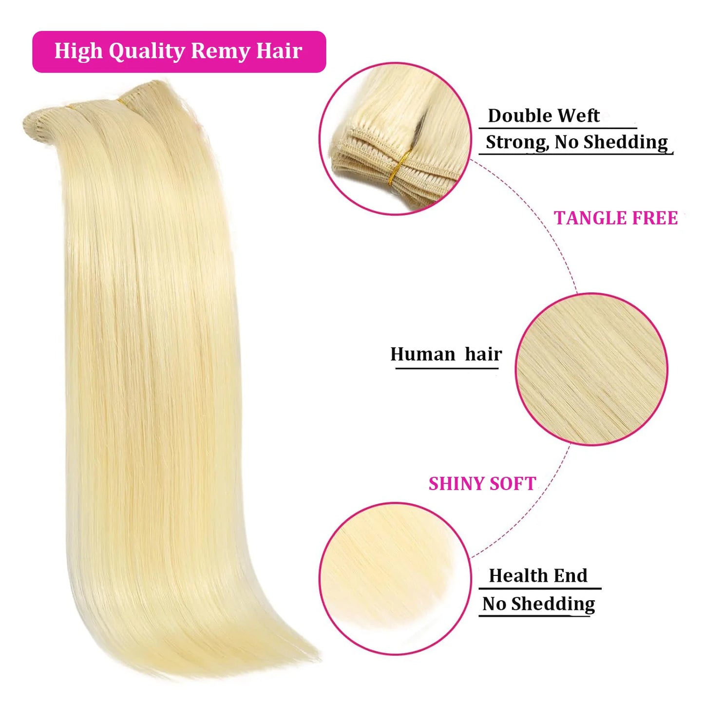 Extensiones Clip-in Cabello Humano 100% | 8 Piezas 120g Color Rubio 613#
