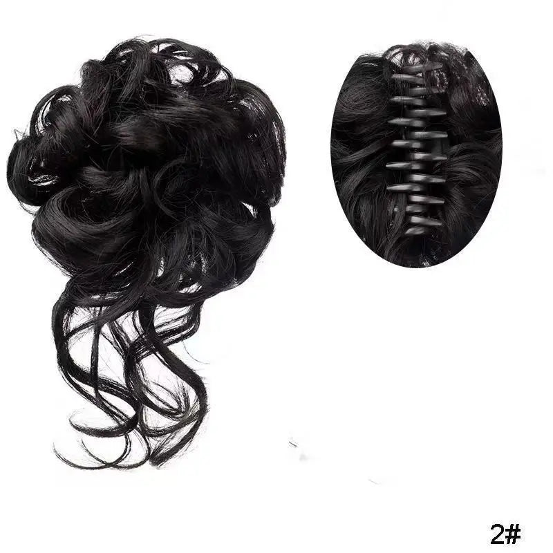 Moño Rizado Despeinado Sintético con Garra – Extensión Scrunchie Falso para Mujer | Color Castaño Claro