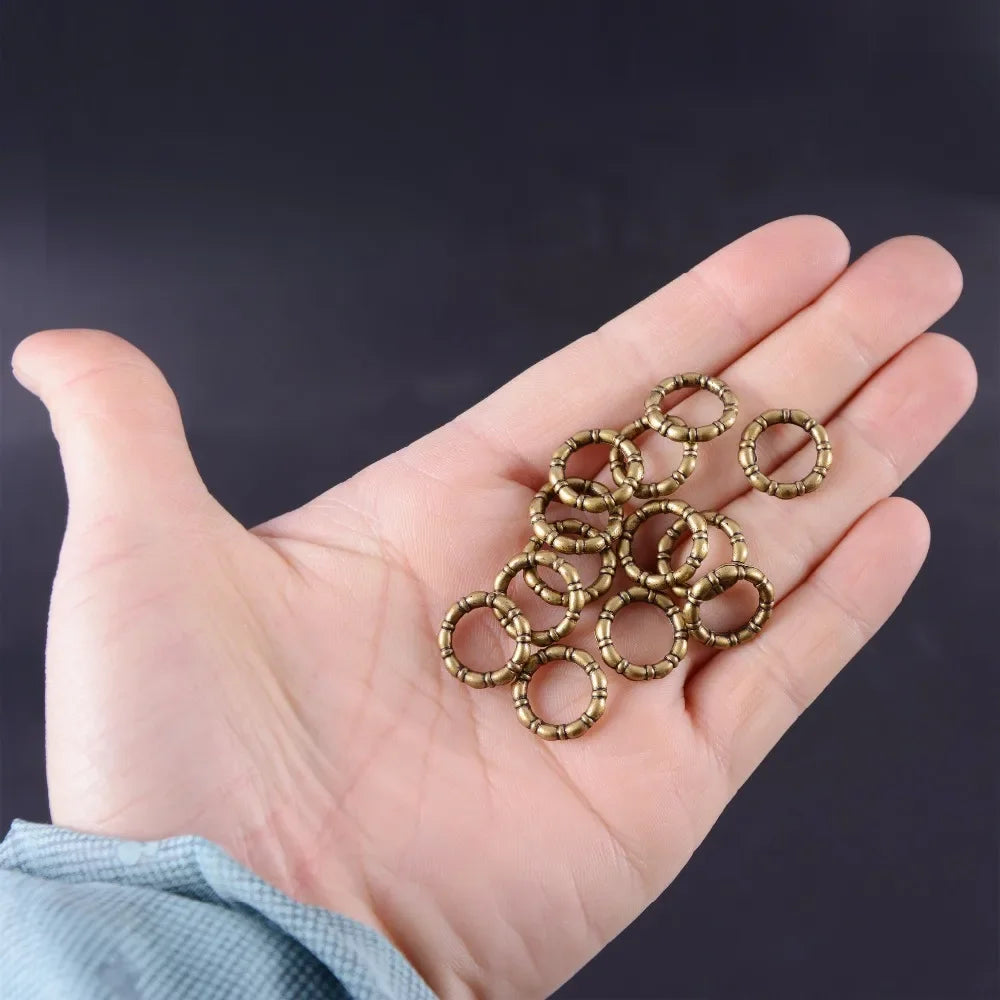 20 Piezas Cuentas de Latón Antiguo para Trenzas y Dreadlocks – Anillos Tubos Cabello Orificio 9mm