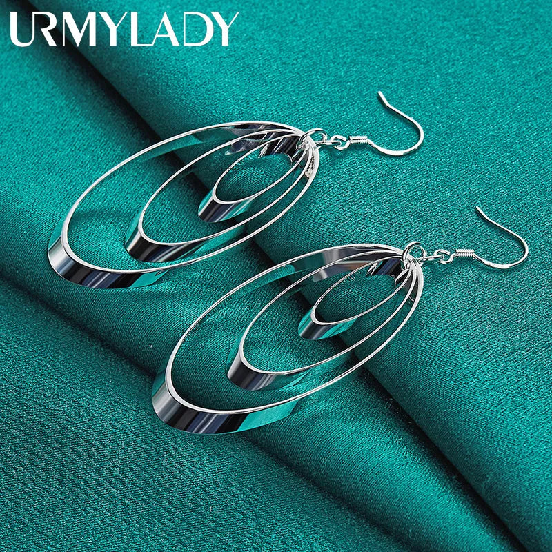 Aretes Espiral Ovalada Multi Círculo Plata 925 para Mujer