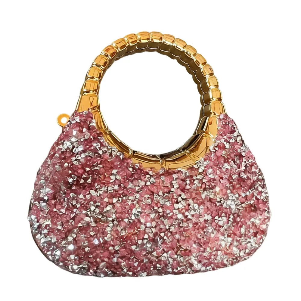 Minibolso Brillante de Fiesta en Forma de Media Luna