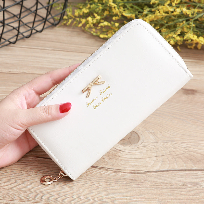 Billetera Mujer Lazo Bicolor - Cuero PU, Doble Capa y Múltiples Colores