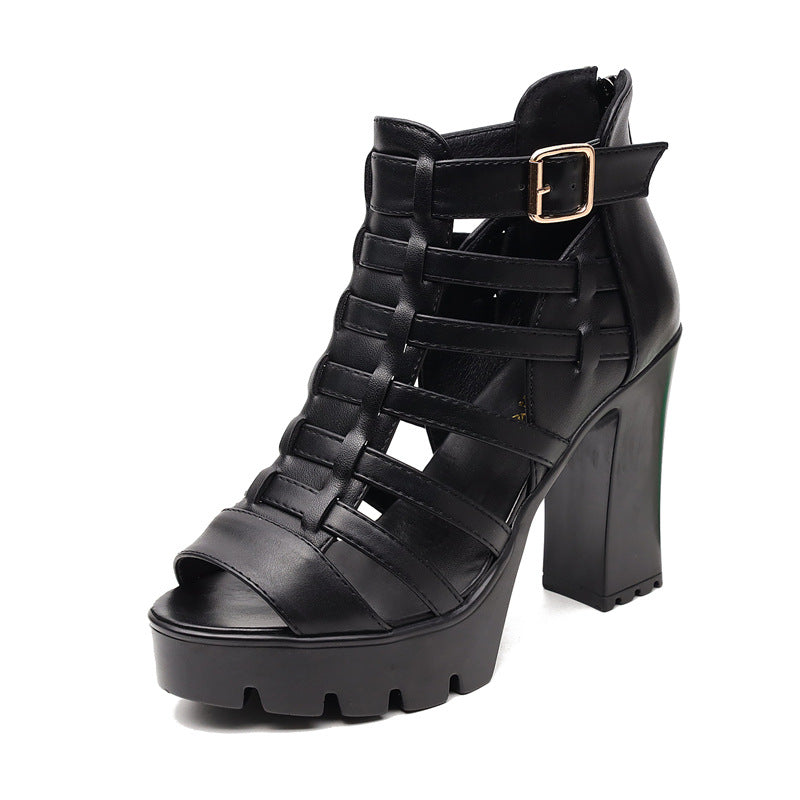 Sandalias Plataforma Punta Abierta Mujer - Diseño Calado Impermeable
