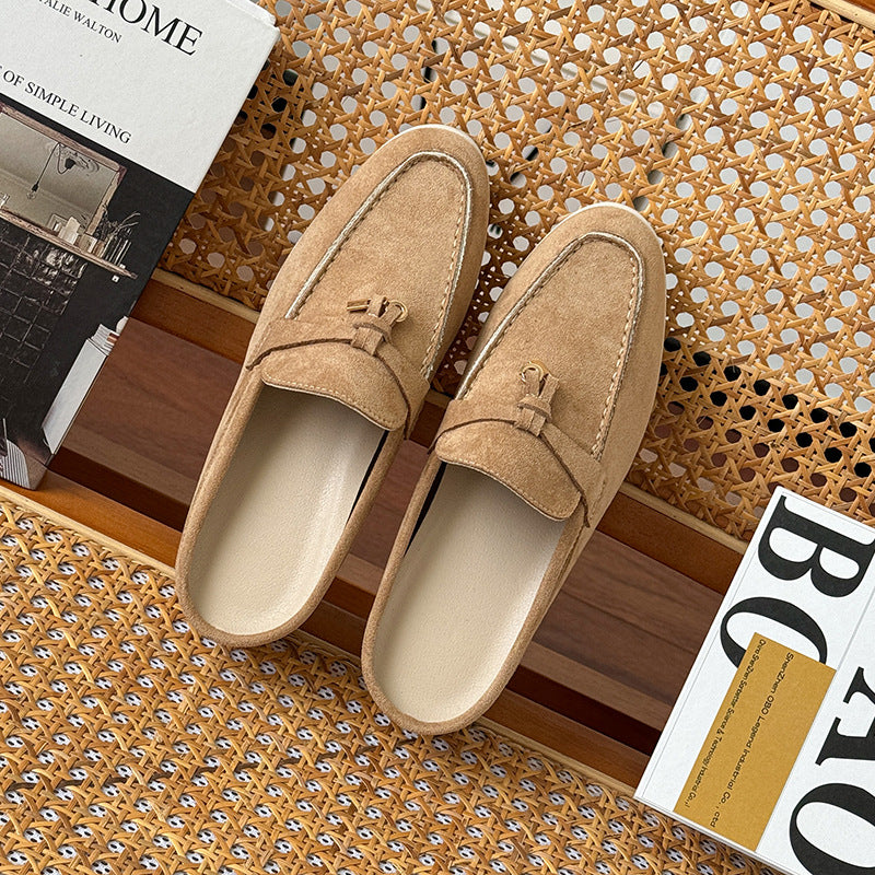 Pantuflas con Tacón Oculto y Borlas Mujer - Punta Cerrada Elegante