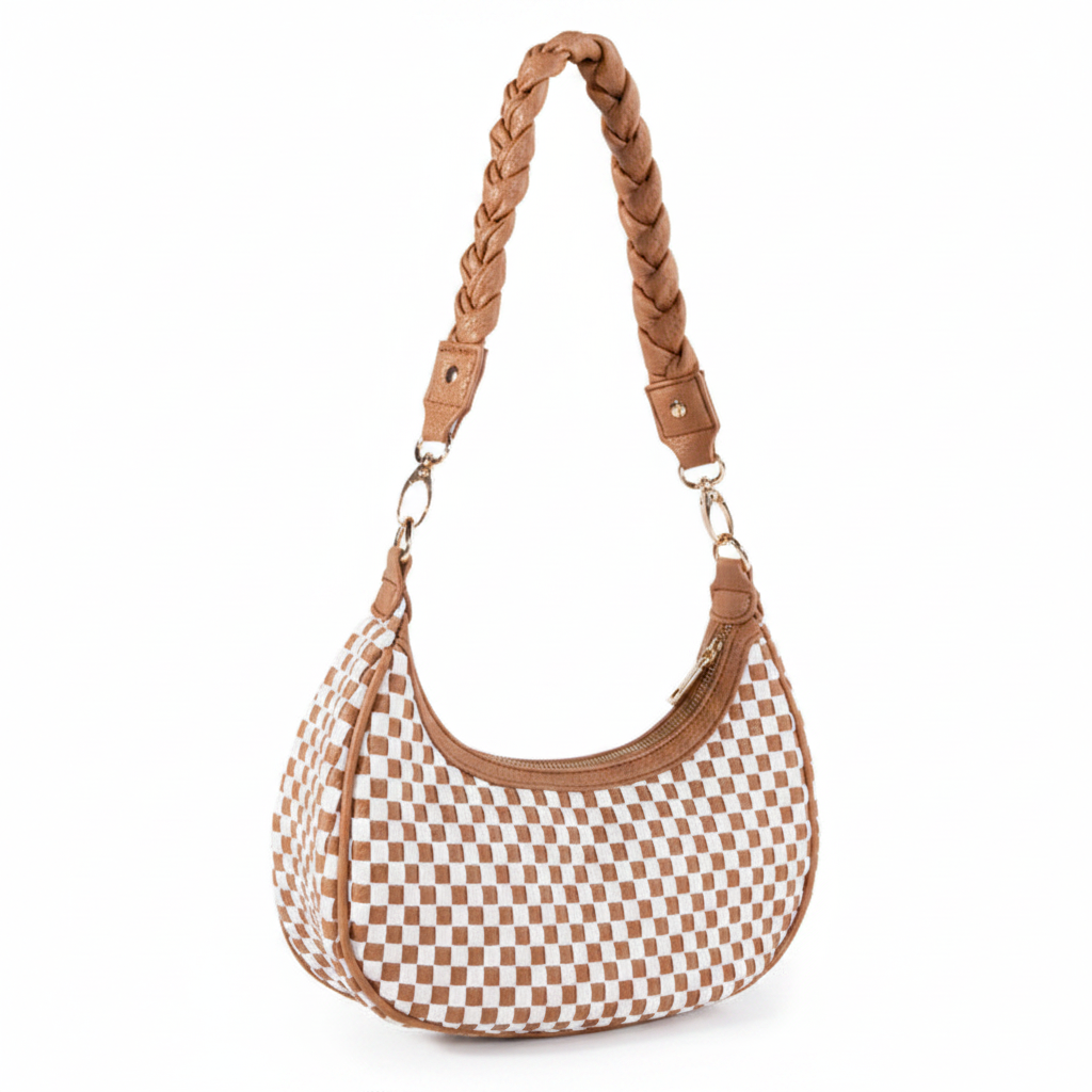 Bolso hobo tejido fondo blanco