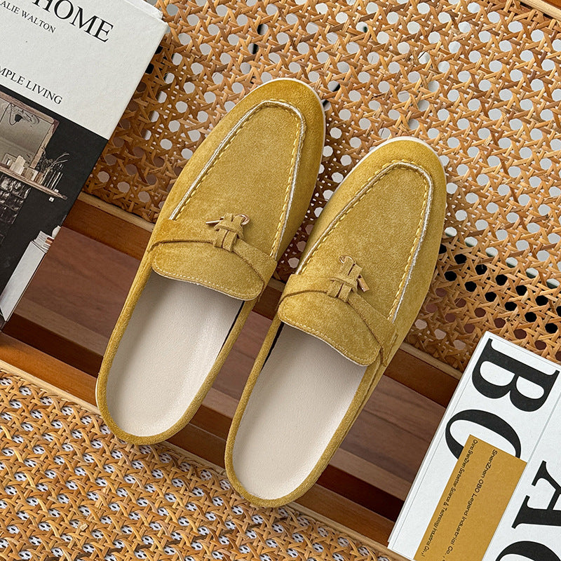 Pantuflas con Tacón Oculto y Borlas Mujer - Punta Cerrada Elegante