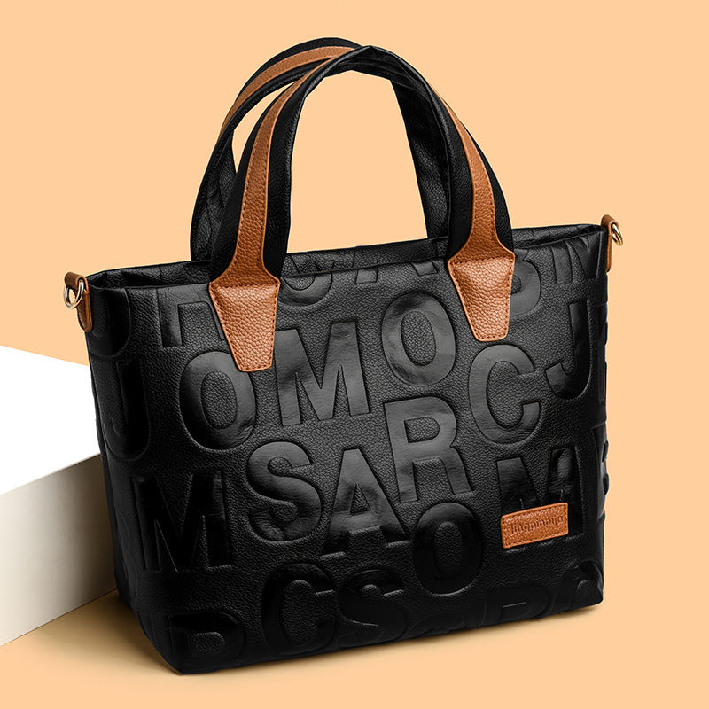 Bolso Tote Chic Mujer con Letras en Relieve - Diseño Moderno