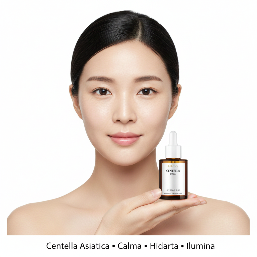Centella Serum con modelo
