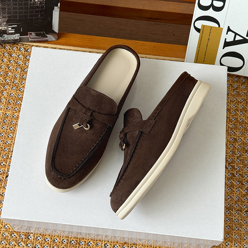 Pantuflas con Tacón Oculto y Borlas Mujer - Punta Cerrada Elegante