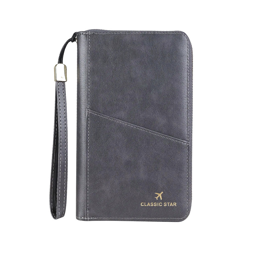 Billetera Porta Pasaporte con Bloqueo RFID - Cuero PU, Multifunción