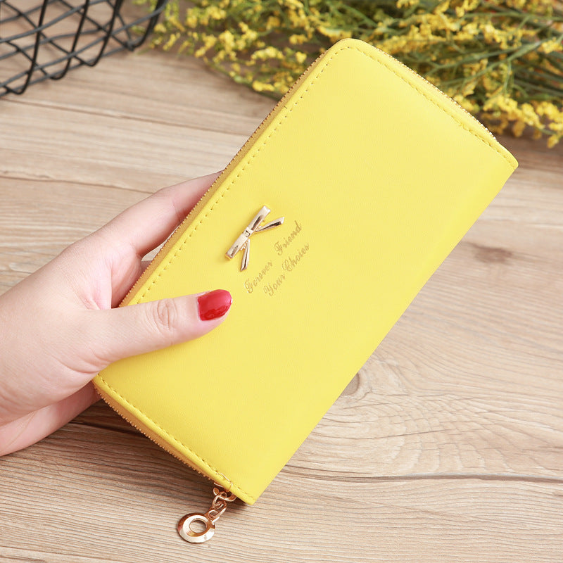 Billetera Mujer Lazo Bicolor - Cuero PU, Doble Capa y Múltiples Colores