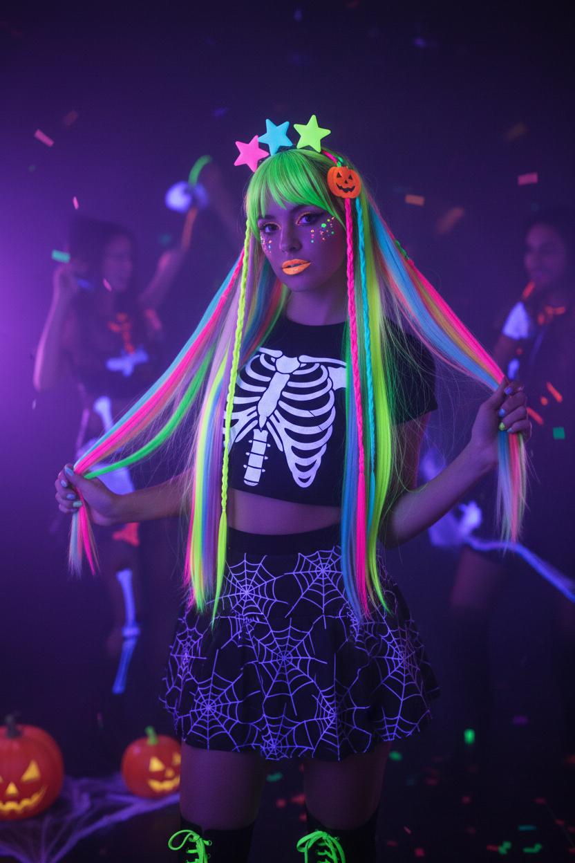 Halloween glow hair