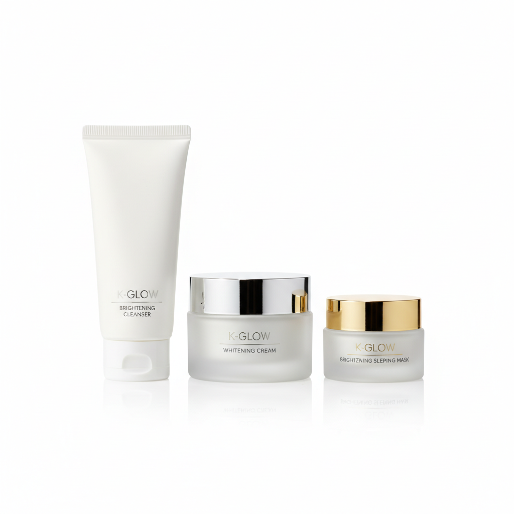 Set crema blanqueadora facial coreana fondo blanco