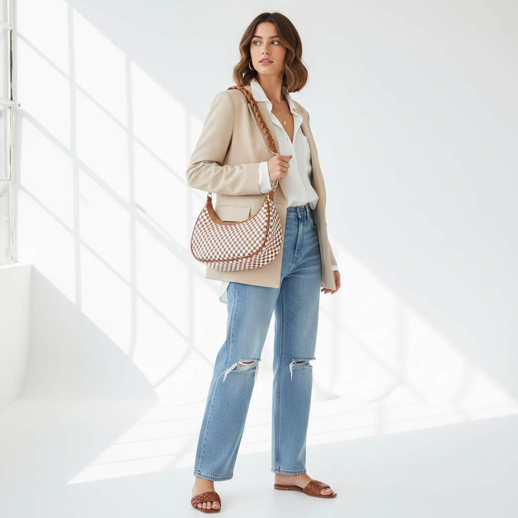Modelo bolso hobo tejido