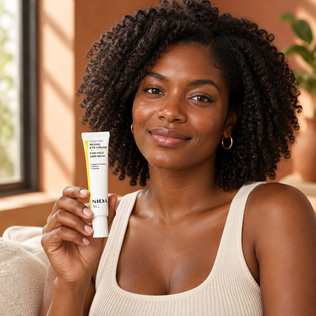 Modelo negra con contorno de ojos NIDA
