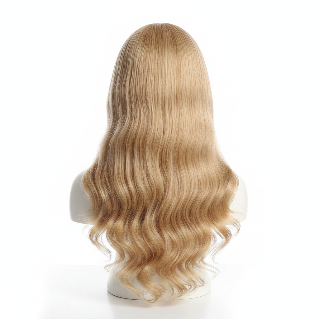 Rubia miel ondulada trasera