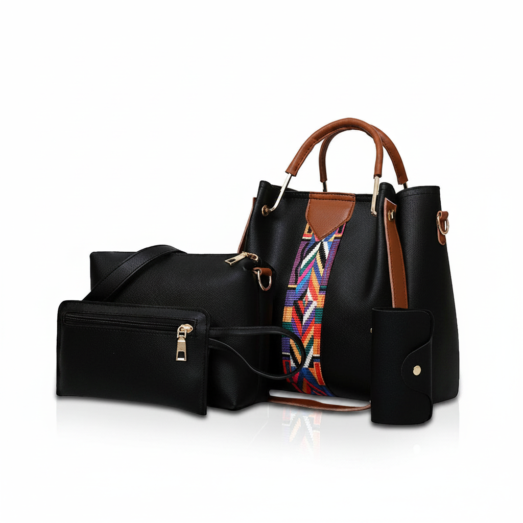 Set 4 bolsos negro fondo blanco