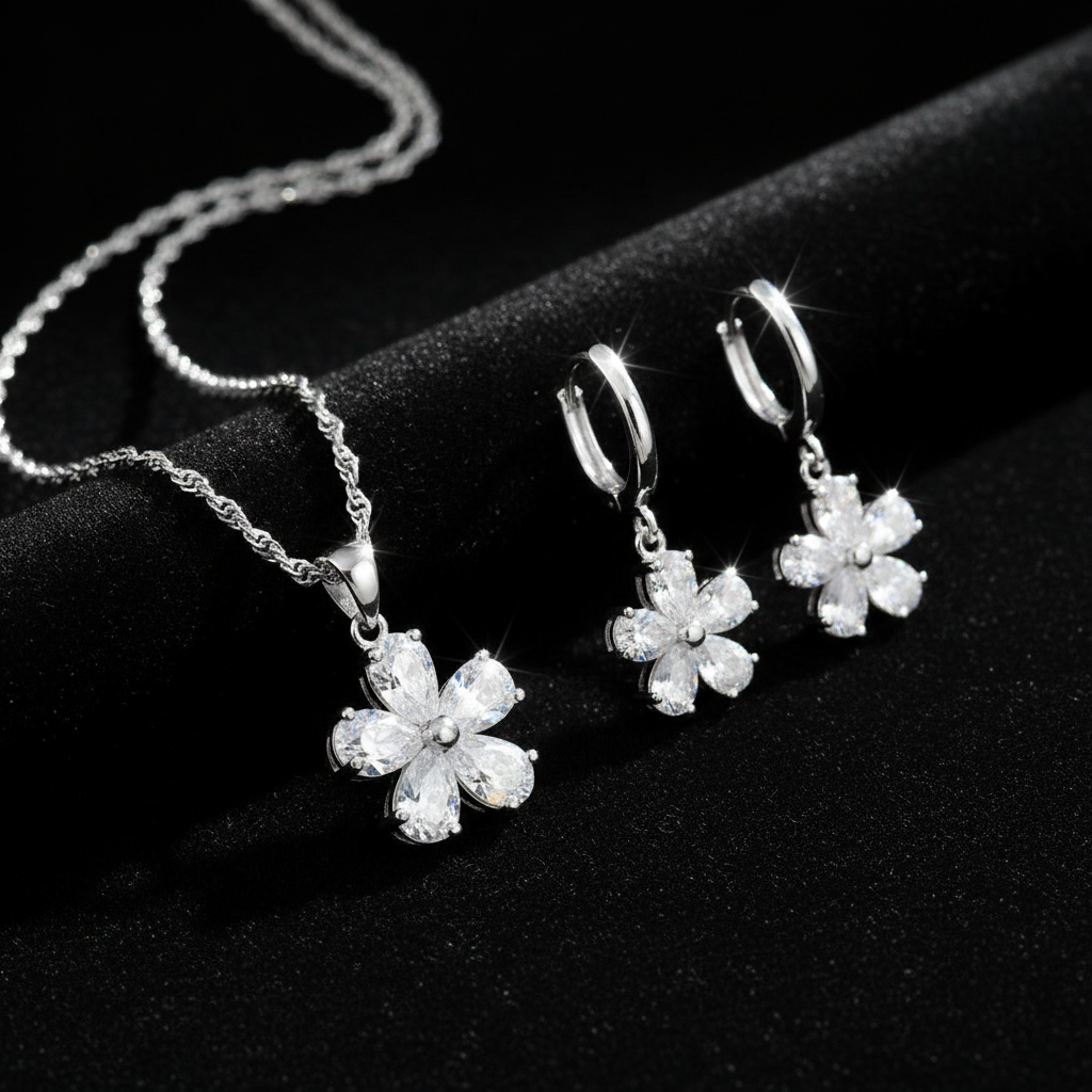 Set Collar y Aretes fondo negro